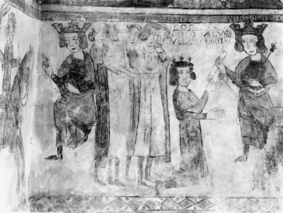 Karel I (1226-85) Graaf van Anjou krijgt het lichaam van Manfred gebracht, na 1265 door French School